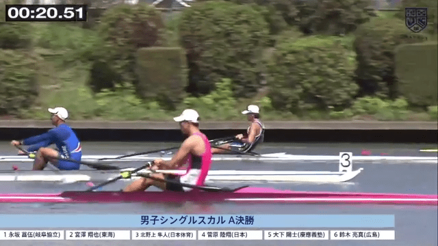 全日本大学ローイング選手権大会 男子シングルスカルA決勝【フルマッチ】