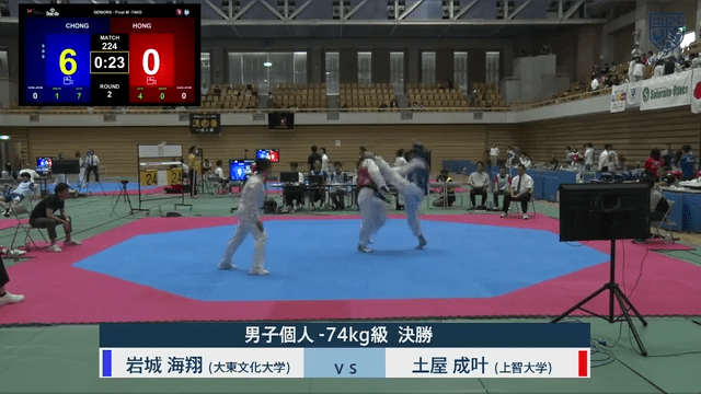 全日本学生テコンドー選手権大会 キョルギ男子-74kg級決勝【フルマッチ】
