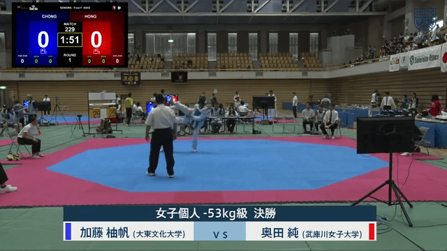 全日本学生テコンドー選手権大会 キョルギ女子-53kg級決勝【フルマッチ】